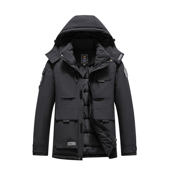Herr isolerad Field parka med huva, flera Funktion Fickor och vindtät Skal