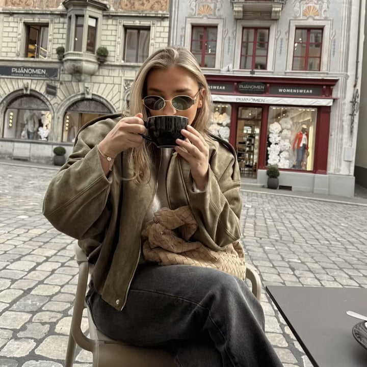 Dam Kort-Skärning Oversized Cape Kappa med Balloon Fåll och Axel Flaps