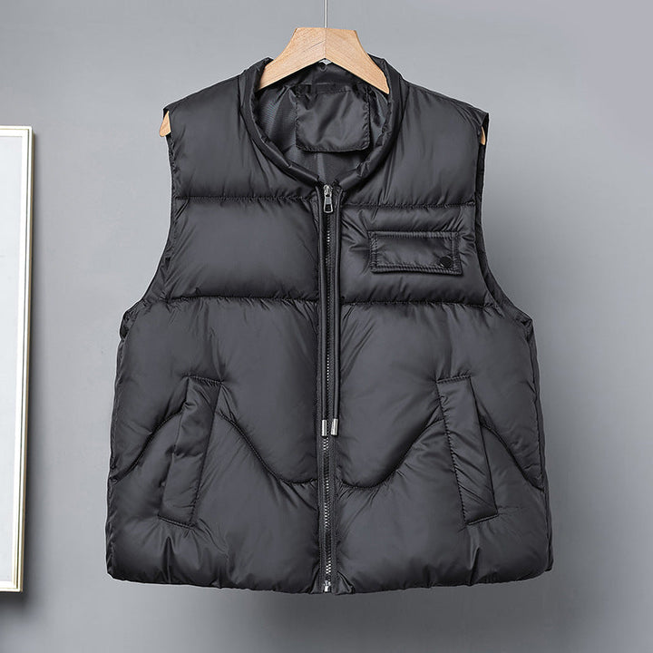 Dam nano lätt quiltad thermo väst med high ståkrage, concealed dragkedja och funktionell flap fickor