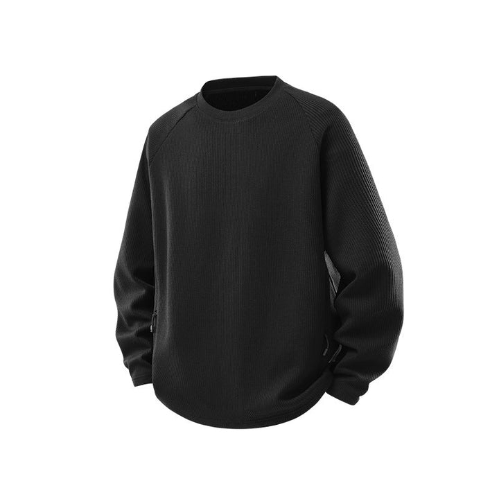 Herr Waffle Structure Termisk College-Tröja med Raglanärmar och Zippered Fickor Drune