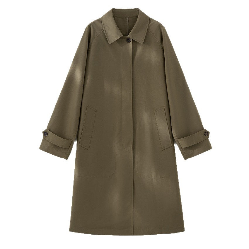 Dam Mid-Length trenchcoat med dold snap placket och justerbar muddar