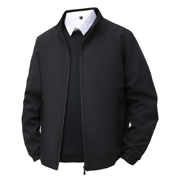 Herr Vattenavvisande Softshell Blouson Jacka med Stående Krage, Tvåvägsdragkedja och Randig Foder