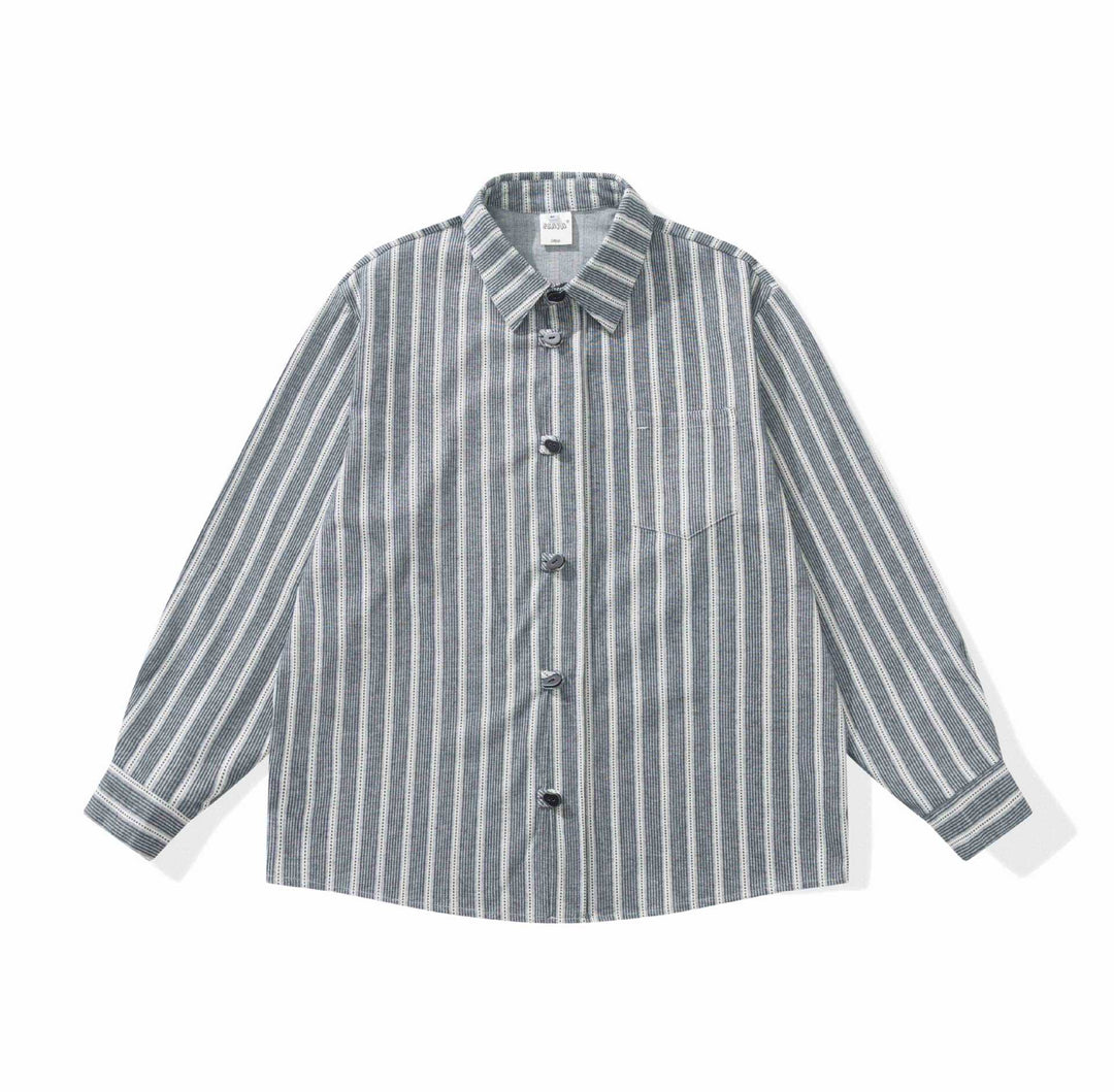 Dam Randig Overshirt Jacka med Bröstficka