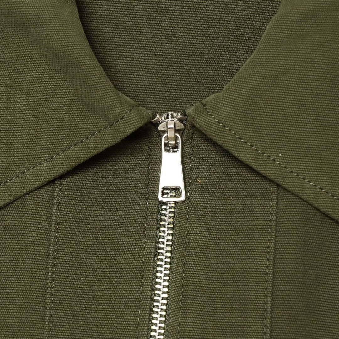 Dam Kort Utility Blouson med Front Dragkedja, Lock Fickor och Waist Gathered