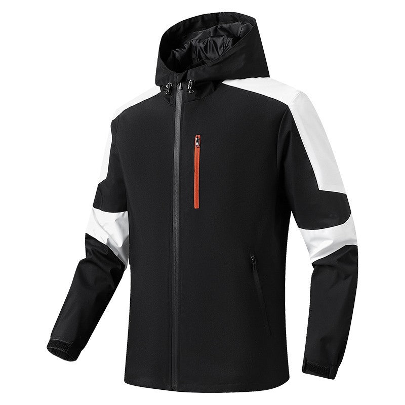 Herr Andningsbar Softshell-Hardshell Hybrid Jacka med Huva och Vattentät Dragkedjefickor