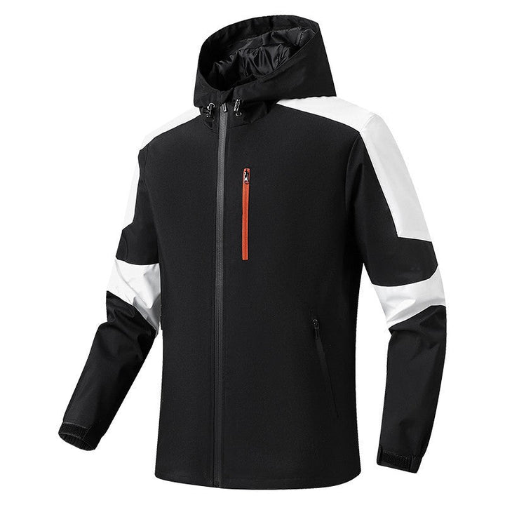 Herr Andningsbar Softshell-Hardshell Hybrid Jacka med Huva och Vattentät Dragkedjefickor