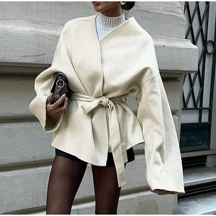 Dam 600+ Tailored Wrap Jacka med Tie Belt och Kimono Ärmar