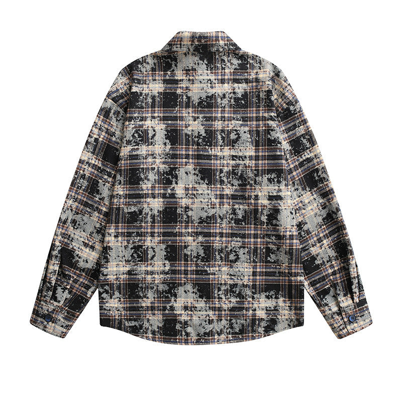 Dam oversize rutig skjortjacka med Vintage Effect och Breast fickor