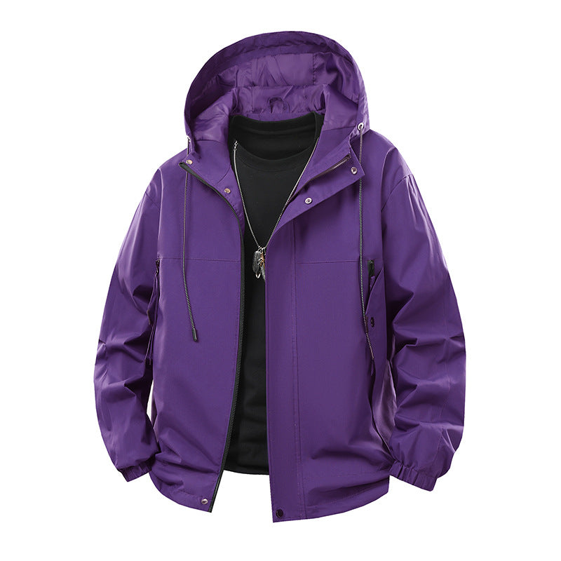 Herr Oversized Utility Softshelljacka med Huva, Vattenavvisande Membrane och Dragkedjefickor