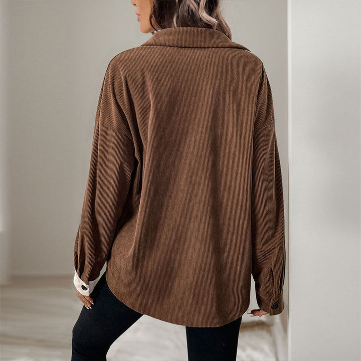 Dam Modern Cord Jacka med Contrast Details