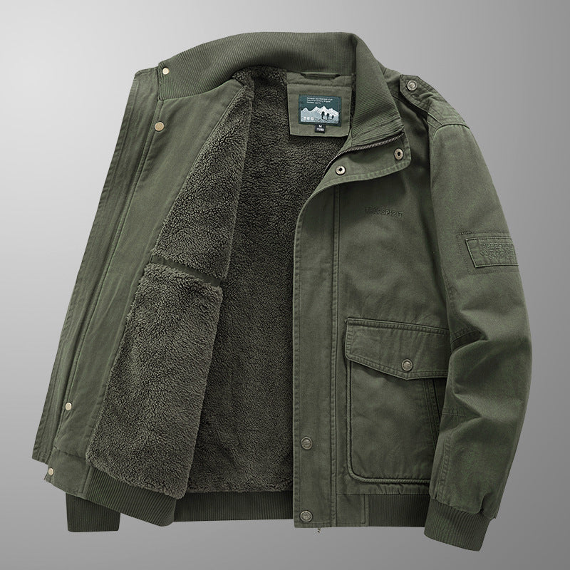 Herr Insulated Fält Blouson med Full Teddy Fleecefoder, Dold Zip Fram och Utility Fickor