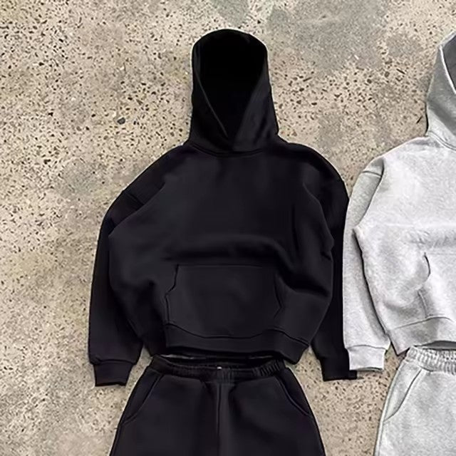 Herr Urban Boxig Luvtröja med Shortened Body, Drop Axel, och Mjuk Fleece Inner Foder