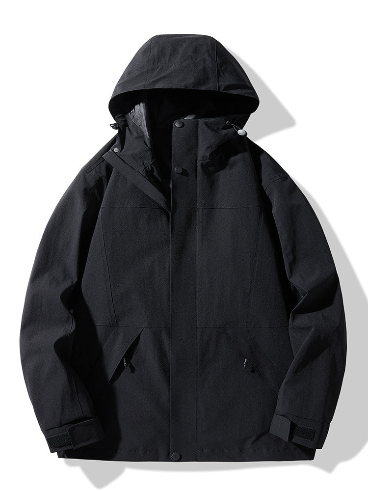 Herr teknisk Colorblock softshell regnjacka med justerbar huva