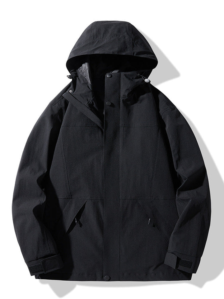 Herr teknisk Colorblock softshell regnjacka med justerbar huva
