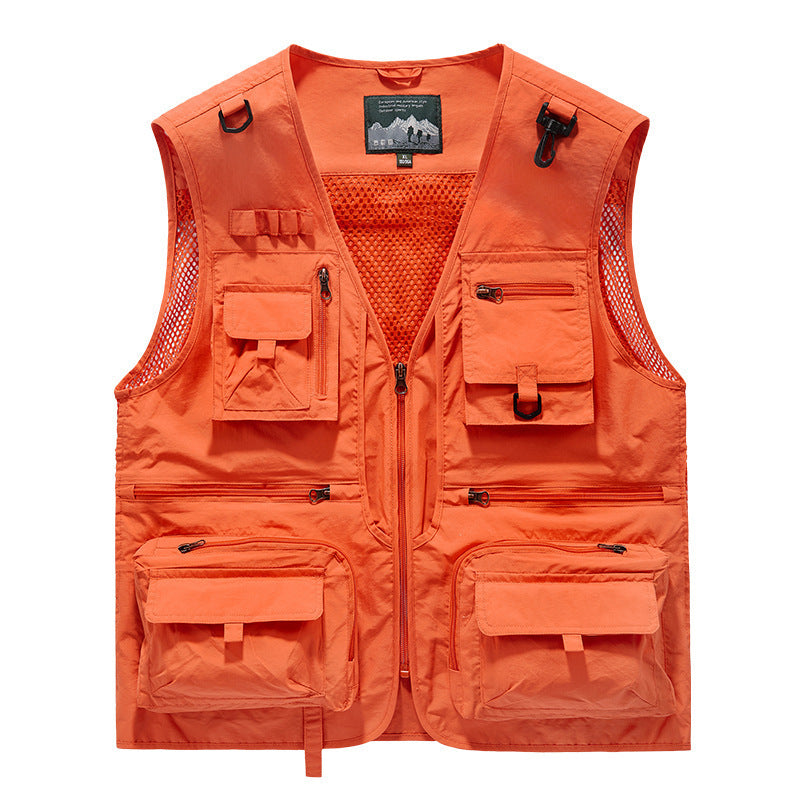 Herr Utility Väst med Multi-Functional Fickor, Mesh Ventilation, och Dragkedjestängning