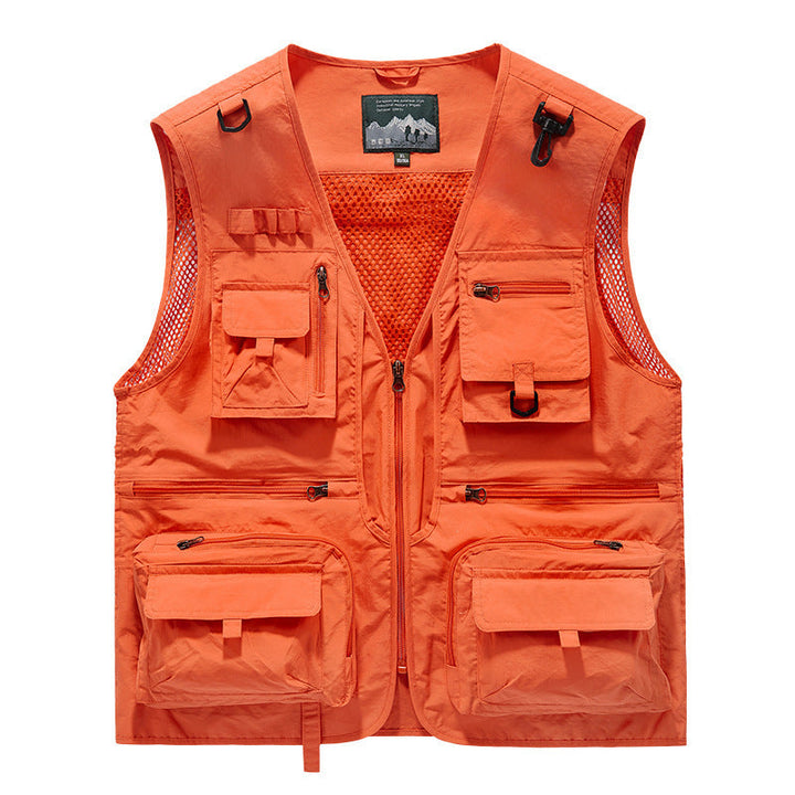Herr Utility Väst med Multi-Functional Fickor, Mesh Ventilation, och Dragkedjestängning
