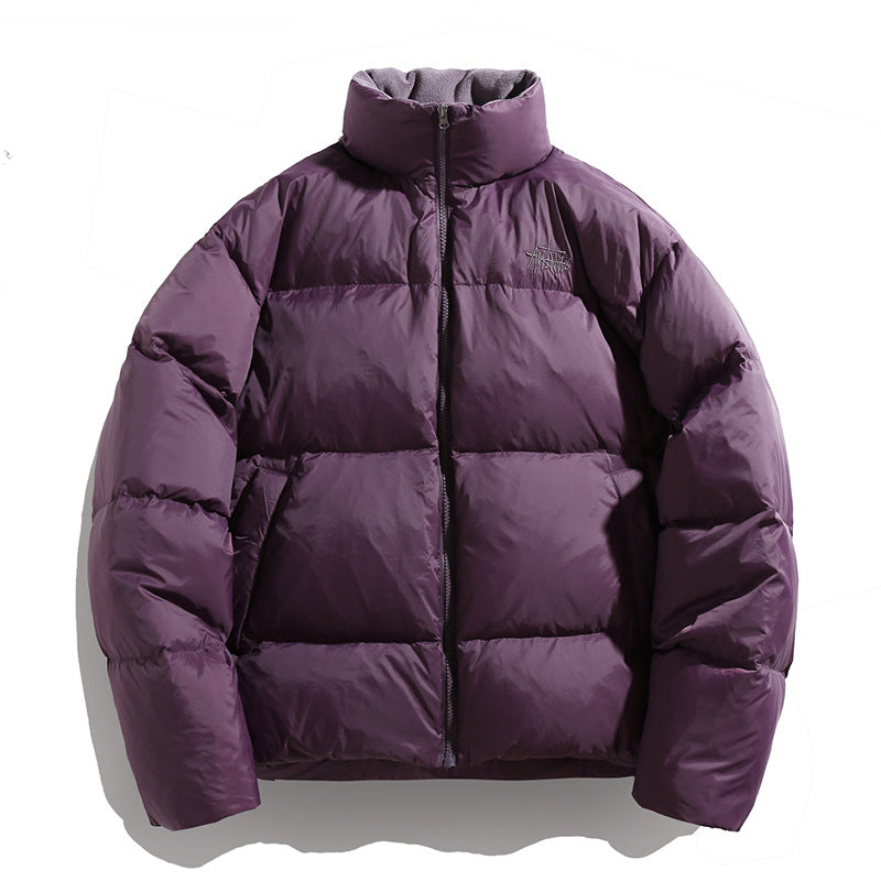 Dam Kort Skärning Down-Look Quiltad Jacka med Hög Stå Krage och Fleece Foder