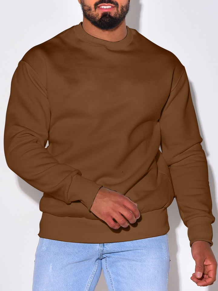 Herr Ledig Crew Neck College-Tröja med Ribbstickade Muddar