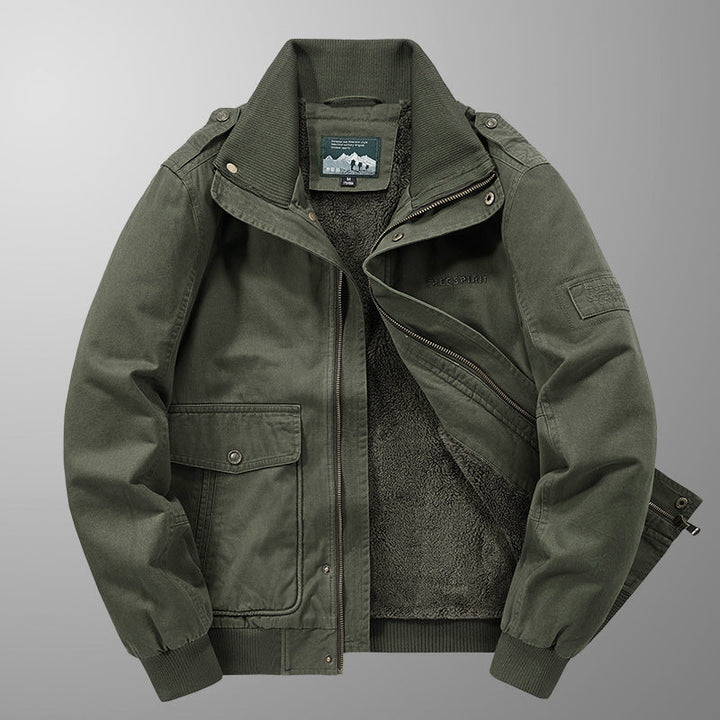 Herr Insulated Fält Blouson med Full Teddy Fleecefoder, Dold Zip Fram och Utility Fickor