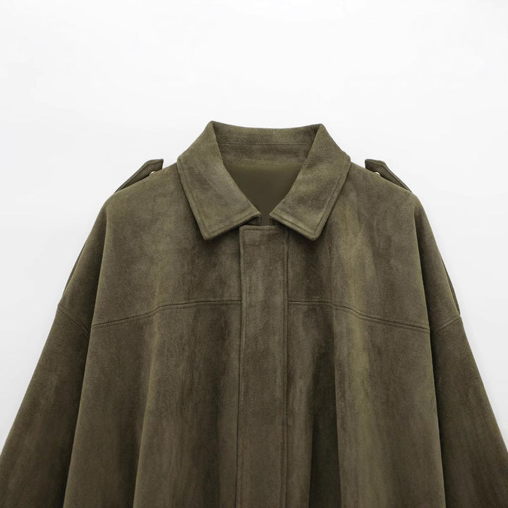 Dam Kort Oversize Jacka i Cape Look med Balloon-Shaped Nederkant
