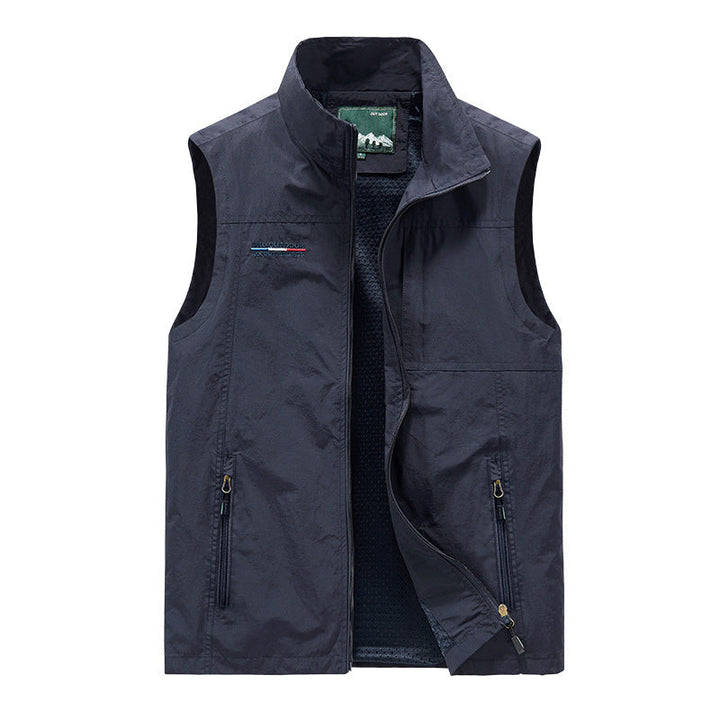 Herr Insulating Utility Väst med Teddy Fleecefoder, Stående Krage, och Zippered Fickor