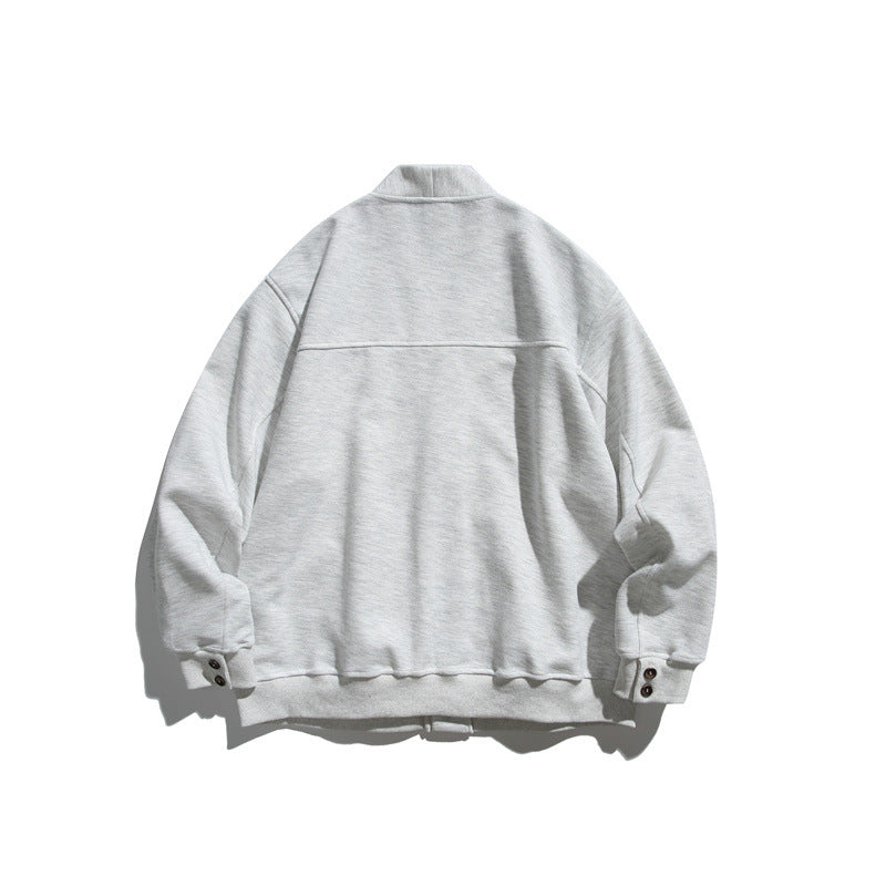 Unisex Oversized Cardigan Jacka Gjord av Heavyweight French Terry med V-ringad och Utanpåfickor