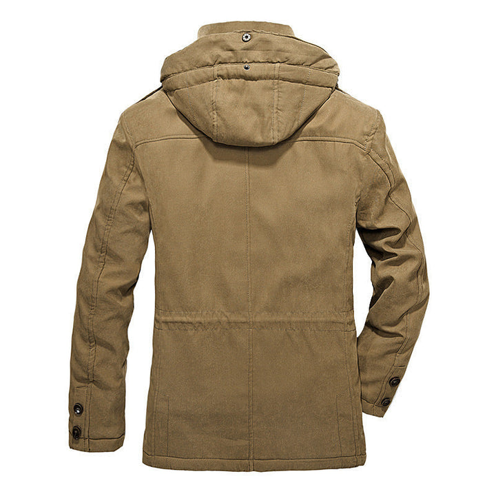 Herr Vadderad Canvas Fält Parka med Sherpa Foder och Huva Krage