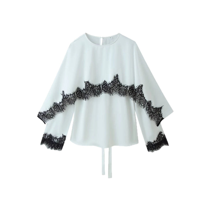 Dam shoulder cape med blommig lace edge och vid fall