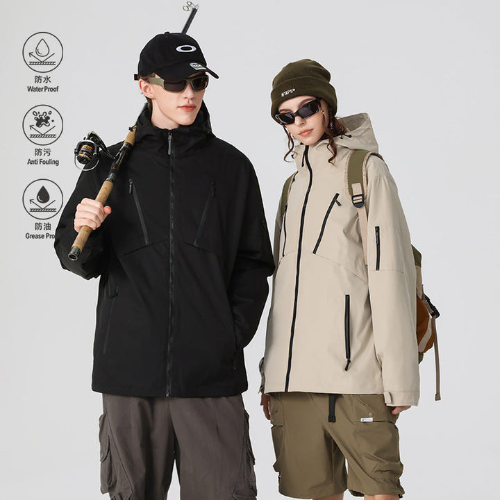 Herr Teknisk Softshell Jacka med Huva, Vattenavvisande Membran och Flera Dragkedja Fickor