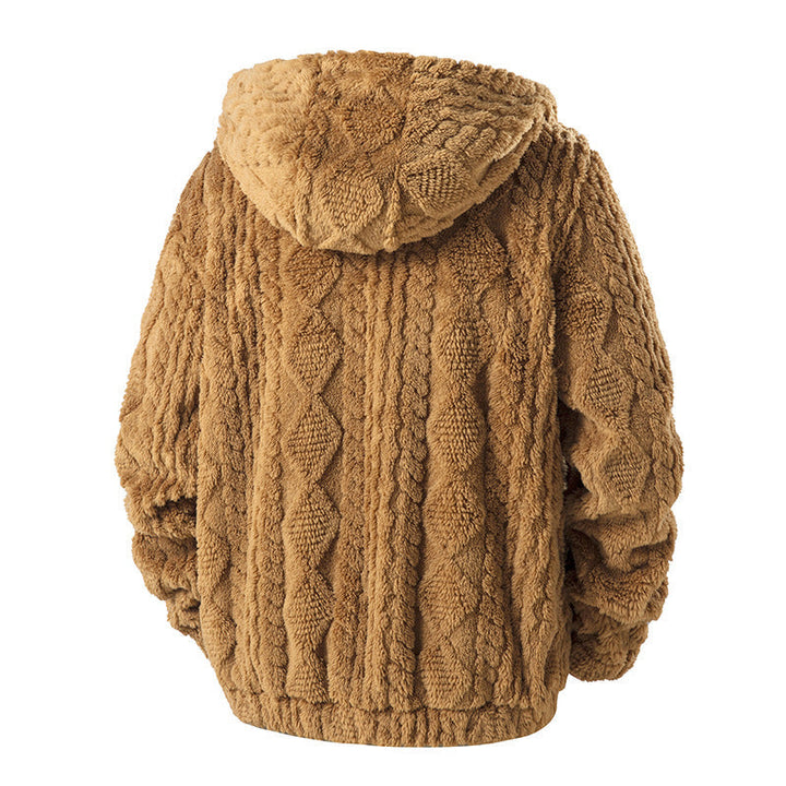 Herr Kuschelige Teddy-Fleece Kapuzenjacke med Durchgehendem Reißverschluss och Brusttasche