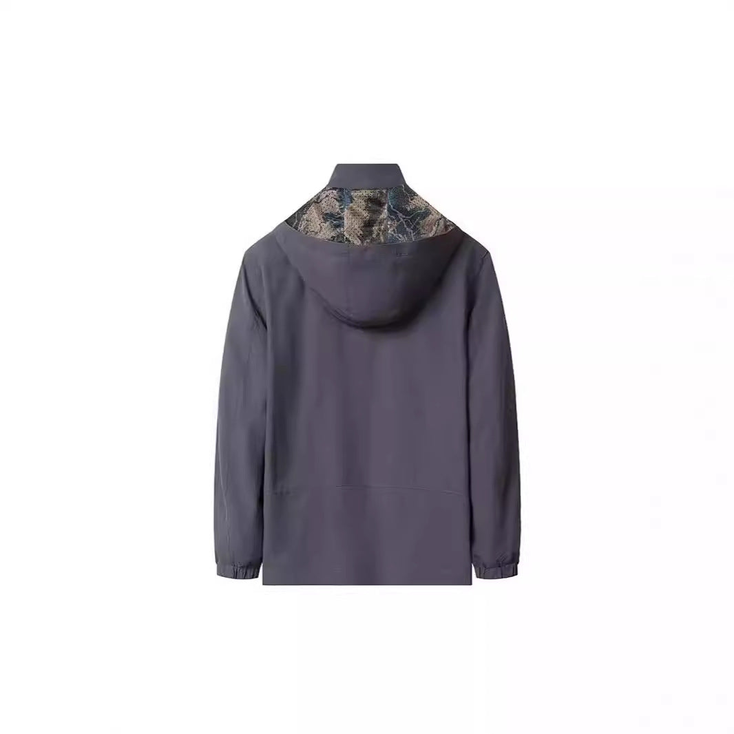 Herr Lätt Wind och Water Resistant Luvtröja Jacka med Kamouflage Foder