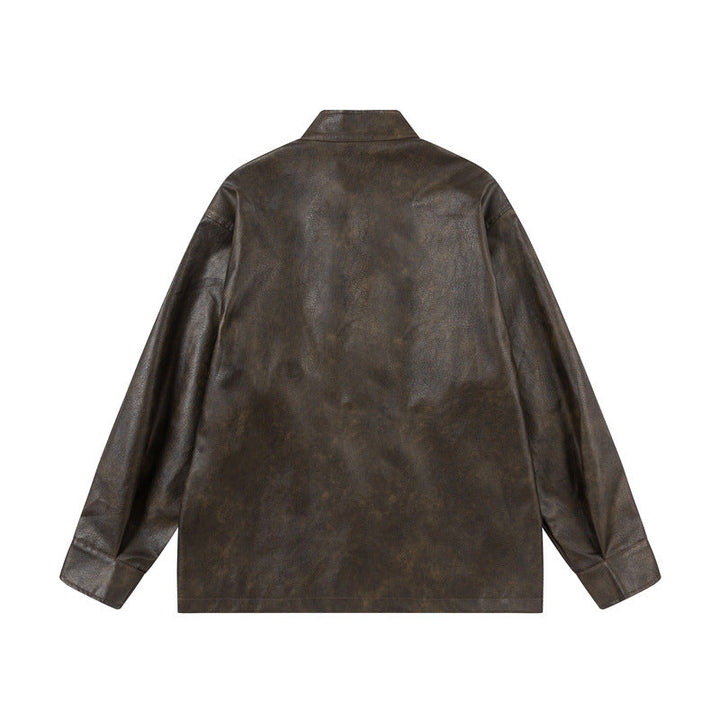 Unisex Asian Inspired Oversized Jacka med Mandarinkrage och Knot Stängningar