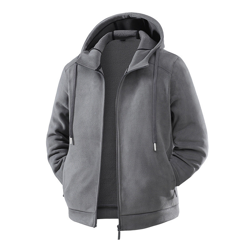 Herr Fleece Softshell Hybrid Jacka med Teddy Inner Foder &amp; Adjustable Huva