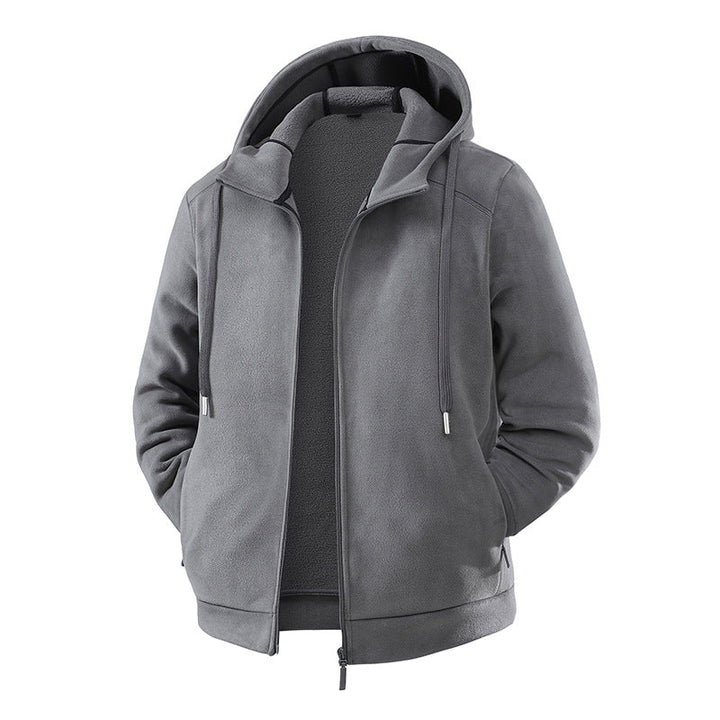 Herr Fleece Softshell Hybrid Jacka med Teddy Inner Foder &amp; Adjustable Huva
