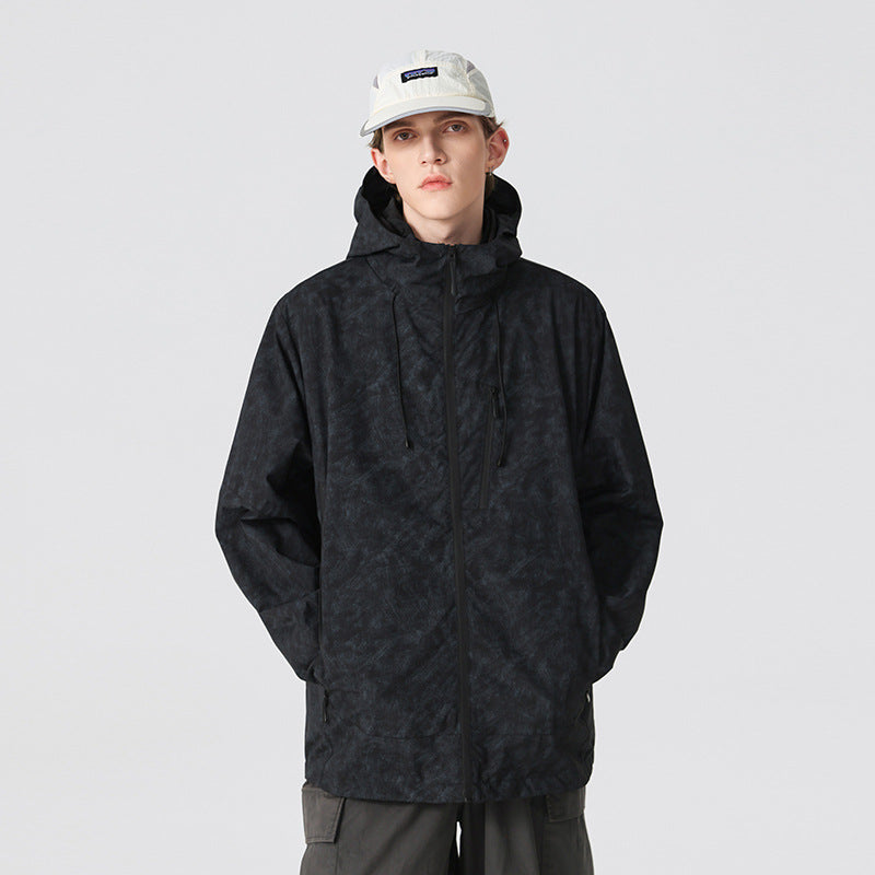Herr Vattentät Andningsbar Frilufts Softshell Jacka med Taped Sömmar och Huva Drune