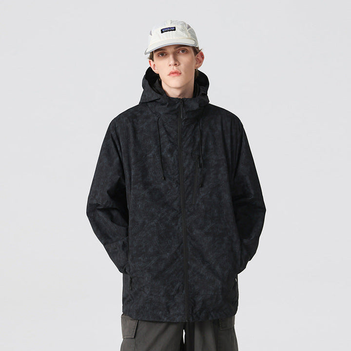 Herr Vattentät Andningsbar Frilufts Softshell Jacka med Taped Sömmar och Huva Drune