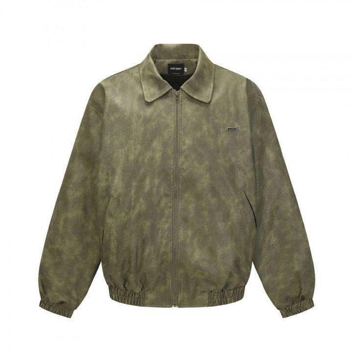 Herr kort skärning Suede-Look bomberjacka med Dragkedja och elastisk fåll