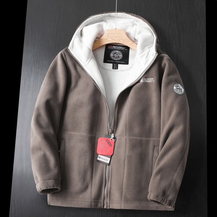 Herr Fleece Jacka med Hög Krage och Praktisk Fickor