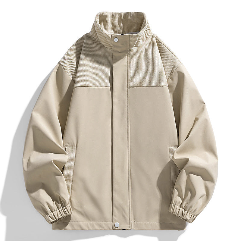 Dam oversize övergångsjacka med Cord Trim och Stand krage