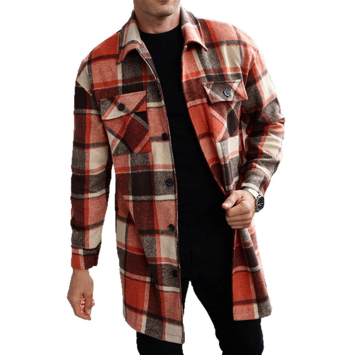 Herr rutig longline overshirt med patch bröstfickor och knäppslå
