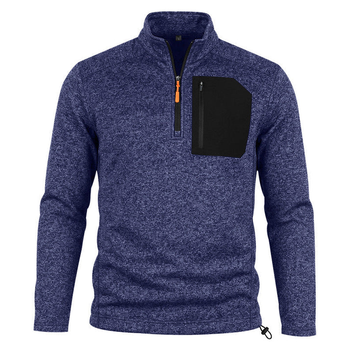 Herr Outdoor Fleece Pullover med Halv Dragkedja och Bröstficka