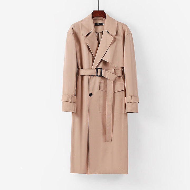 Dam längre skräddad trenchcoat med knytband och vid shawl krage