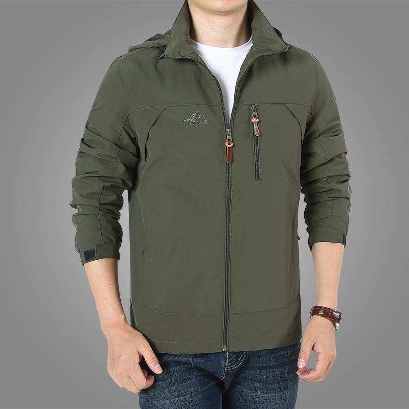 Herr Lätt Softshell Utomhus Jacka med Huva, Vind och Vattenavvisande Skal och Multifunctional Fickor