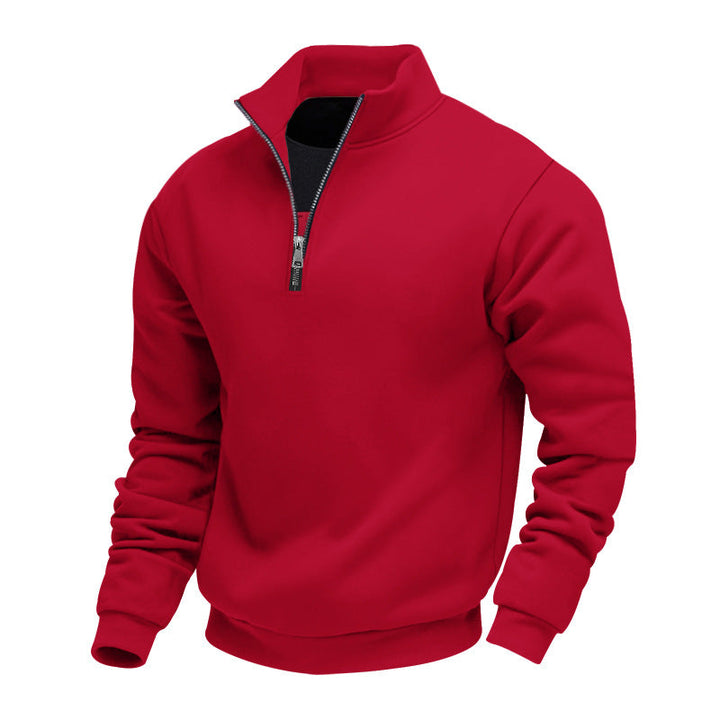 Herr Lätt Fleece Pullover med Ståkrage och Halv-Length Dragkedja