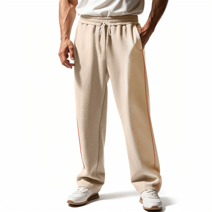 Herr Casually Fitting Mjukisbyxor med Side Decorative Seam, Elastic Comfort Waistband, och Deep Sidofickor