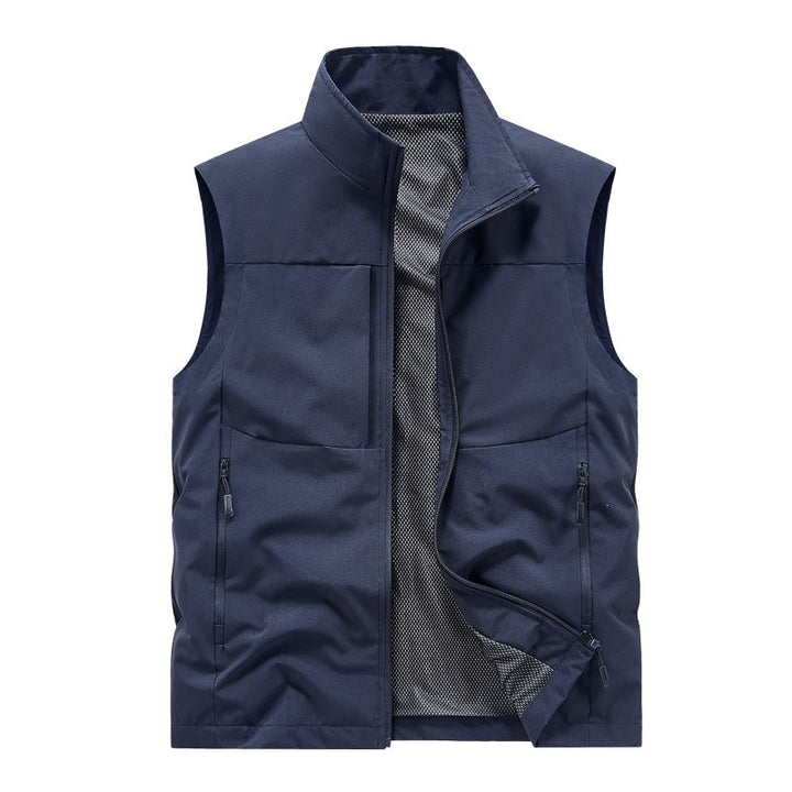 Herr Lätt Vindtät Softshell Quiltad Väst med Mesh Foder, Ståkrage &amp; Dragkedja Fickor