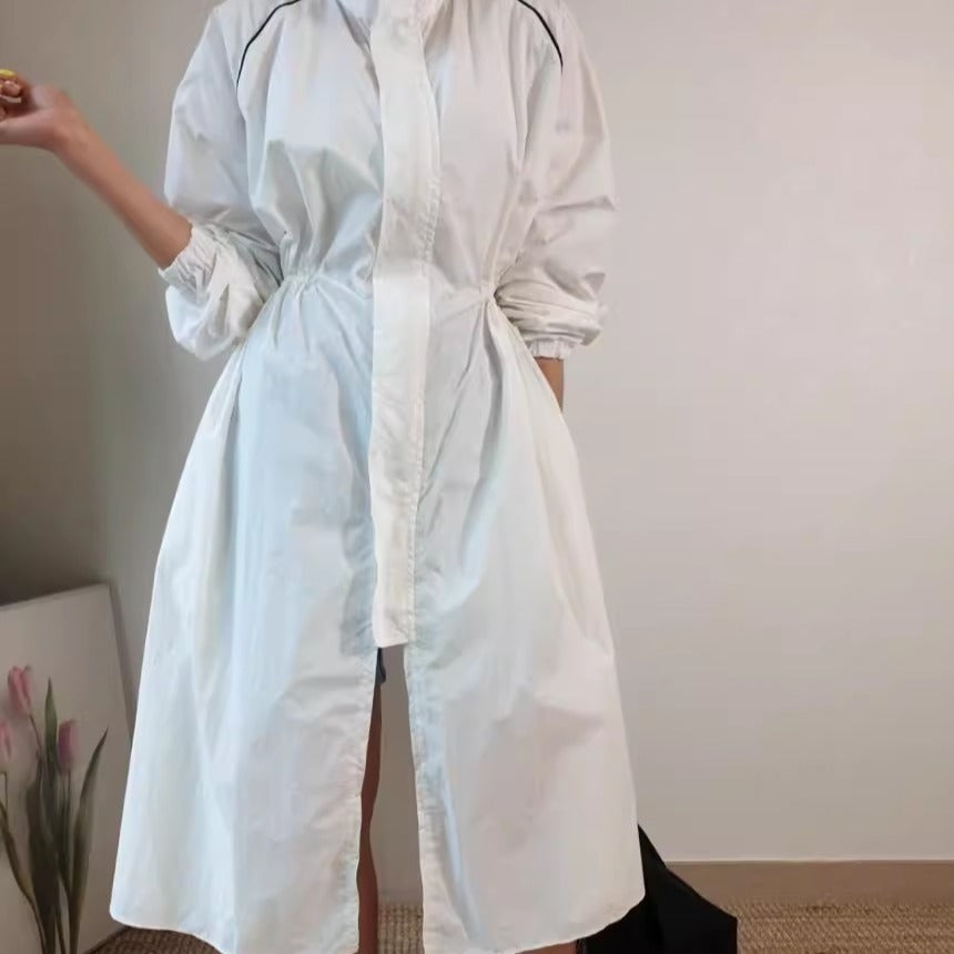 Dam lätt vindjacka kappa med Shaping Drawstring och raglanärmar