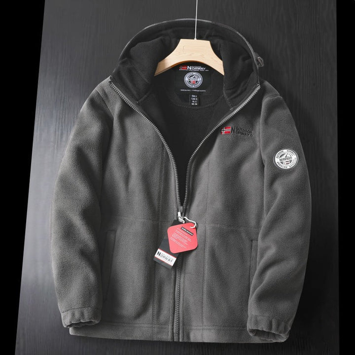 Herr Fleece Jacka med Hög Krage och Praktisk Fickor