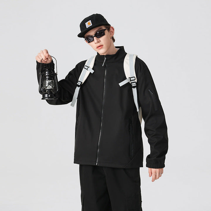 Unisex Lätt Softshelljacka med Stå Krage, Full-Length Dragkedja och Arm Ficka