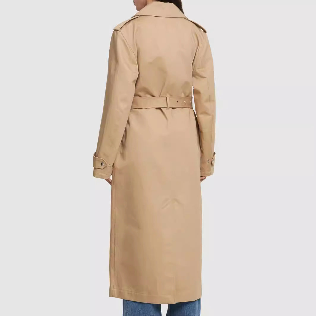 Dam floor-length oversize trenchcoat med dragkedja och vid shawl krage